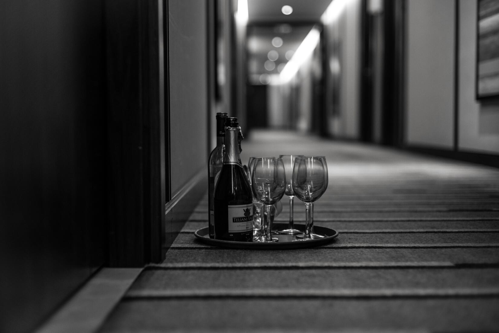 Image of room service left outside the door